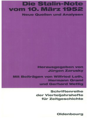 cover image of Die Stalin-Note vom 10. März 1952